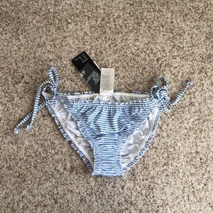 Blue and white striped bikini bottom